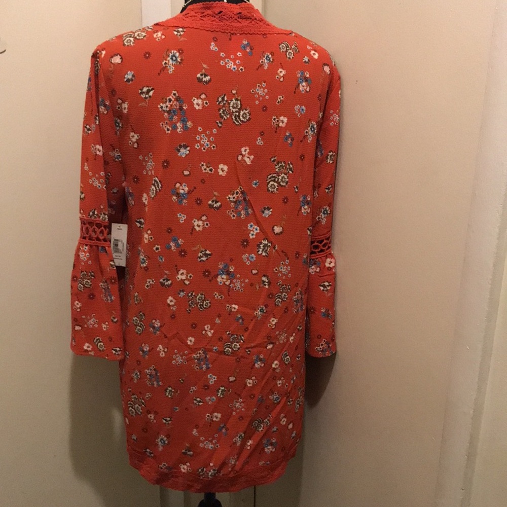 E) NOBO Floral Rust Colored Open-Front 
One-Piece Cardigan - Picture 4 of 11